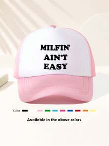 1pc Unisex Lettering EASY Game Day Baseball Cap, Adjustable Outdoor Hat, Spring And Autumn, Travel, Beach Vacation, Sports, Y2k Style, Dad Hat, Mesh Trucker Hat, Best Holiday Gift