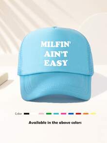 1pc Unisex Lettering EASY Game Day Baseball Cap, Adjustable Outdoor Hat, Spring And Autumn, Travel, Beach Vacation, Sports, Y2k Style, Dad Hat, Mesh Trucker Hat, Best Holiday Gift