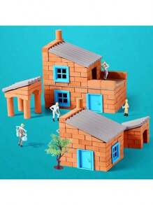50/100/200pcs Miniature Landscape Kit | Realistic Red Brick Wall & Stone Accents | Plastic | Ideal For DIY Crafts, Fairy Gardens, And Dollhouses | Perfect For Building Your Mini Dream House