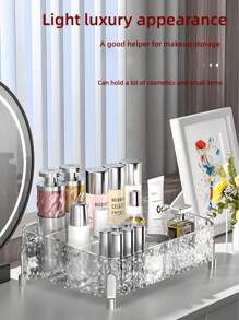 1 Stück Acryl Make-up Organizer mit Wellenmuster - 3-stöckiges Kosmetik Aufbewahrungsfach für Lippenstifte, Schmuck, Hautpflege | Badezimmer Waschtisch & Reise Toilettenartikel Organizer | Klare Aufbewahrungsbox für den Schreibtisch, Schlafzimmer (Stilvolle & platzsparende) ,Schmuckkasten,Tasche,Make-up Pinselhalter,Pinselhalter,Parfümorganisator,Beutel