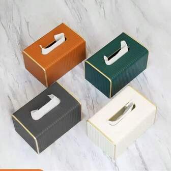 1件装 Monet 垂直条纹纹理纸巾盒，适用于客厅收纳，搭配轻奢皮革桌面，极简主义风格。矩形设计，优雅条纹效果，卧室和厨房配件 | 现代纸巾架 | 圆润的边角，适用于客厅、书房、浴室和厨房。生日派对、居家和婚礼的必备之选