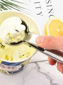 1 Stück personalisierter Edelstahl Eislöffel, geeignet für gefrorenen Joghurt, Multifunktions-Eislöffel, Edelstahl Doppelkopf-Löffel, haftungsfreier Eislöffel mit komfortablem, frostgeschütztem Griff, robuster Metall-Eislöffel mit Auslöser, stabiler Tortenheber, Haushalts-Eislöffel, einfach zu reinigen, geeignet für Eis, Keksteig, Sorbet, Mandeln, ideal für Küche, Dessertladen und westliches Restaurant