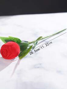 Creative Rose Flower Shaped Ring Box, Faux Rose Jewelry Box, Flocked Rose Ring Box, Engagement Ring Storage Box - Multicolor - View 6