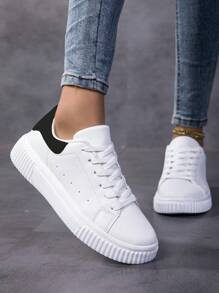 scarpi sportivi casual con lacci da donna, punta tonda, basse, traspiranti, stile campus, polivalenti, leggere, scarpe da skateboard casual con lacci