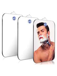 1Pc Acrylic Mirror With Wall Suction Shower Mirror With Razor Holder For Man Shaving Women Makeup Portable Travel Bathroom