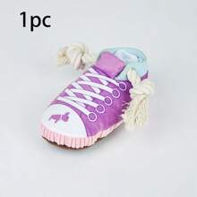 1-Pack Sneaker-Shaped Dog Chew Toys With Rope Knots & Squeaky Ball – Durable Oxford Fabric Chewers For Aggressive Chewers, Interactive Squeakers Noise For Puppies/Adult Dogs, Indoor Outdoor Play