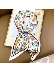 1pc Women Carriage Print Fashion Style Silk Scarf Bandana,Skinny Scarf,Head Band Ideal For Dressing Up Your Look Silk Scarves