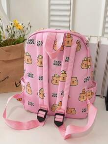 Cute Cartoon Capybara Backpack, Casual Versatile Nylon Rucksack For Girls Outdoor And School Use - A - View 8