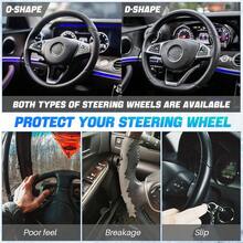 Funda para volante hecha a mano de 15 pulgadas/38 cm, protector de volante de cuero transpirable y antideslizante para DIY, funda para volante de coche, incluye aguja e hilo, accesorio decorativo de modificación, se ajusta a la mayoría de los vehículos - Unitalla - Ver 7
