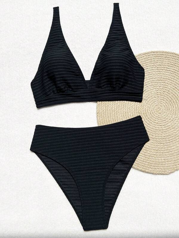 Conjunto de bikini de unicolor de moda para mujer
