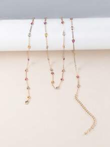 1pc Minimalist Multi-Layer Single Diamond, Butterfly Clip, Geometric Rectangle Necklace For Women, Fashionable Niche Design Necklace Accessory
