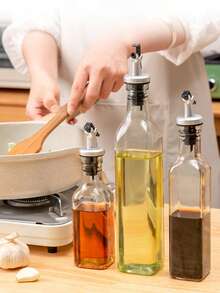 1 Pack, Glass Oil Dispenser, Seasoning Bottle, Soy Sauce Vinegar Bottle, Kitchen Oil Bottle, Liquid Seasoning Dispenser, Automatic Flip Leak-Proof, Transparent Glass Material, Healthy, Easy To Clean, Kitchen Cooking Essential, Suitable For Housewarming, Great Gift, Home Cooks, Food Lovers, Multi-Purpose - Multicolor - View 3