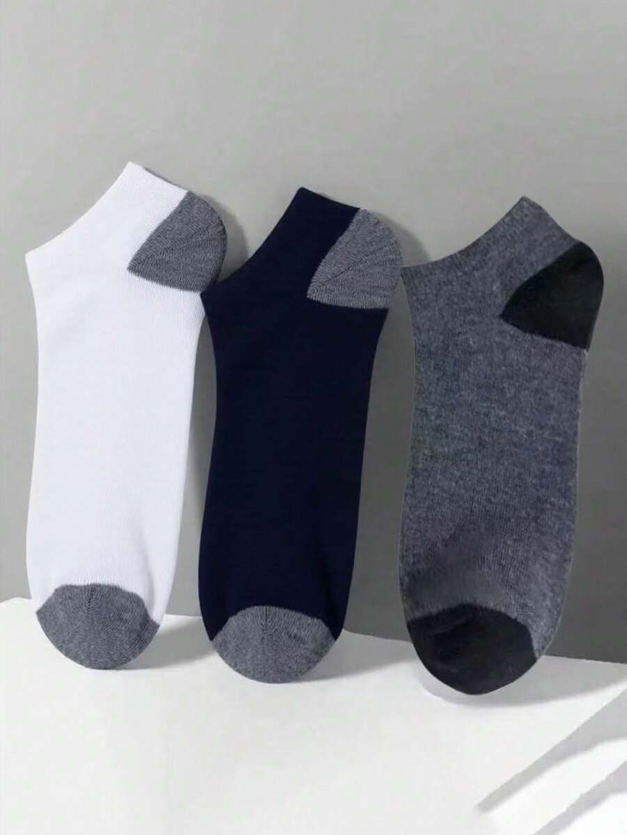 3 Pairs Black, White And Grey Unisex Business Casual Ankle Socks - Multicolor - View 1