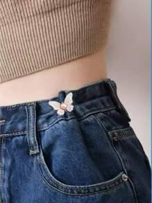 1 Paar Damen Tier Muster Schmetterling Taillenkorsett Schnalle, Faux Perlen Dekor Taillenkorsett Schnalle für Jeans, verstellbare Doppel-Schnallen Taillenkorsett Clip für Kleider, Röcke, Lässig Kleidung, Feiertage, verhindert Verrutschen, Mode Taille Fixierung