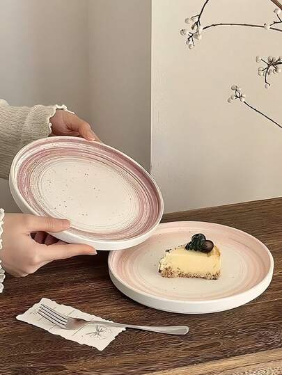 طبق حلوى خزفي سميك عتيق قطعة واحدة، طبق خزفي دائري إبداعي لوجبة الشاي بعد الظهر، الكيك، الستيك، المعكرونة، الإفطار، الأطباق الغربية، طقم أدوات المائدة