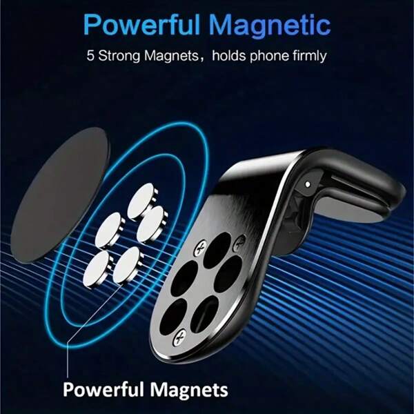L-Shaped Magnetic Car Phone Holder - Air Vent Mount With Universal Grip - Enjoy Hands-Free Driving Convenience
