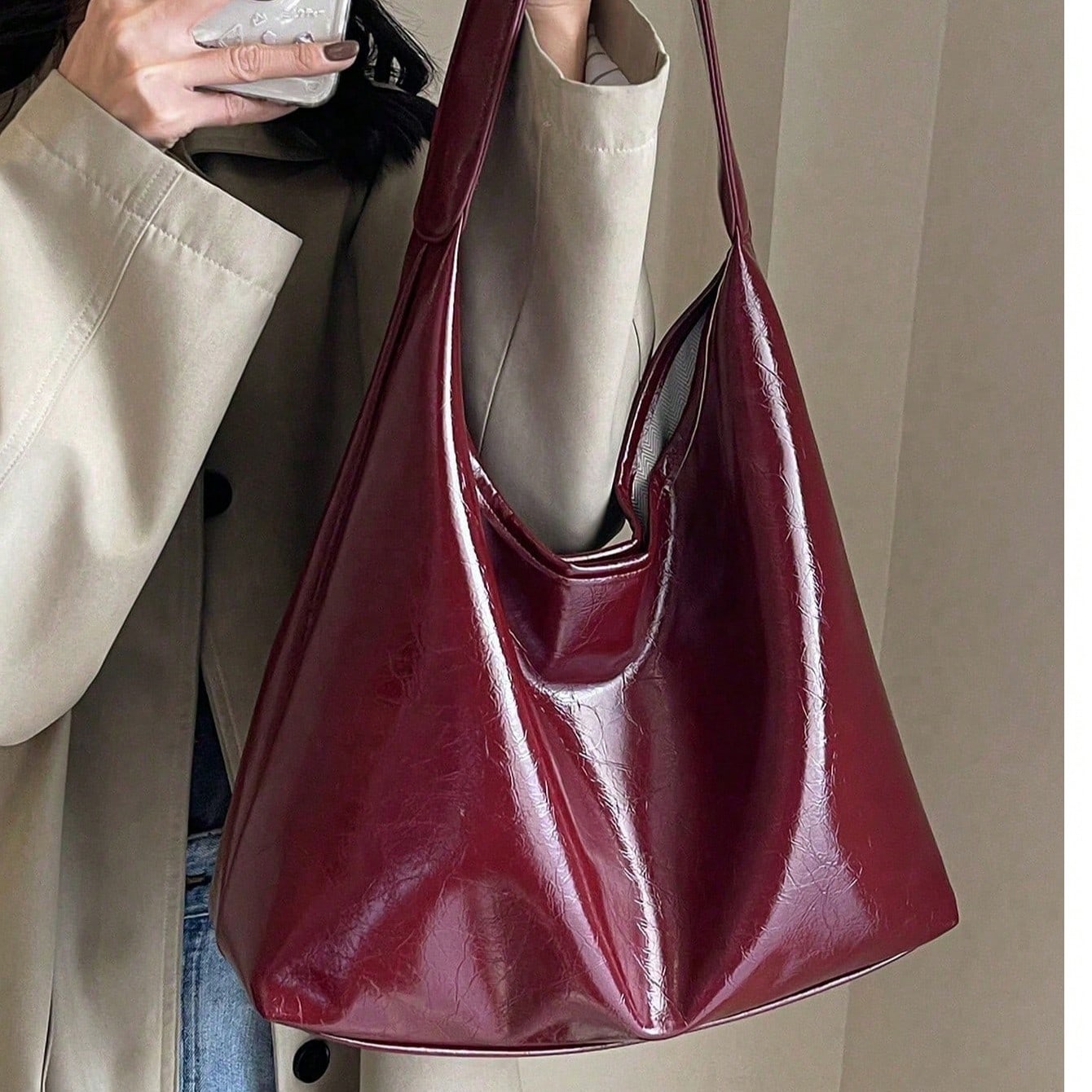 Bolso de hombro de PU vintage, bolso cruzado, bolso de mano casual para damas, adecuado para ir al trabajo