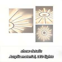 1 件现代 LED 吸顶灯，3 种颜色变化 - 线条设计，金属结构，易于安装，适用于客厅和餐厅 - 无开关无遥控器