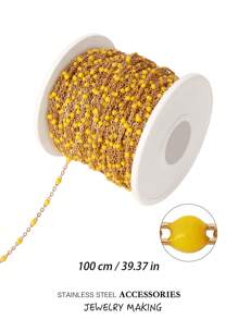 100cm Cadena de cuentas de acero inoxidable esmaltado, cadena de bolas coloridas en estilo bohemio para hacer bisutería, pulseras, collares y accesorios DIY
