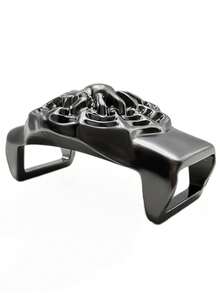 4 件朋克金属动物头鞋带饰物，鞋配件，男士朋克风格皮绳手链配件 - 黑色 - 查看 9