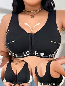 Plus Size Women's Daily Wireless Bra - Black - View 1