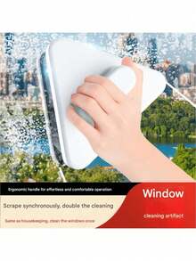 1 Limpiador magnético de ventanas reversible para edificios de gran altura, limpiador de vidrio con imán potente para sala de estar, dormitorio, baño - Material de plástico - Blanco - Ver 11