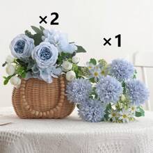3 Buquês Artificiais de Peônia, Hortência e Crisântemo, Flores Artificiais de Toque Real, Buquê de Noiva, Decoração para Casa e Escritório, Arranjos Florais Artificiais Centrais, Decoração de Jardim, Casamento, Aniversário, Chá de Panela
