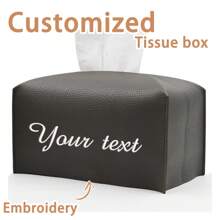 1pc Customizable Embroidered Text/Phrase/Name Tissue Box Cover, Fashionable Minimalist Design, Durable & Practical Tissue Paper Holder