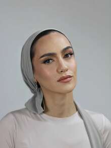 1pc Women's Solid Color Elastic Drawstring Headwrap, Turban Style Breathable Comfortable Stretchy Absorb Sweat Multipurpose Sports Headband Cap, Suitable For Daily, Sports, Yoga, Fitness And Fashion For Dress - Light Grey - View 6