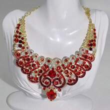 3 件套奢华新娘首饰套装：项链、耳环，适合婚礼、宴会、正式场合 - 藍色 - 查看 9