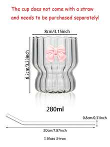 1Pc 280ml Cute Strawberry Glass Cup, Aesthetic Drinking Glass With Straw, Reusable Iced Coffee Tumbler, Cute Drinkware For Parties, A Unique Glass Cup And A Holiday Essential, Perfect For Halloween Gatherings And As A Christmas Gift, Cup With Straw, Christmas Gifts. - Multicolor - View 7