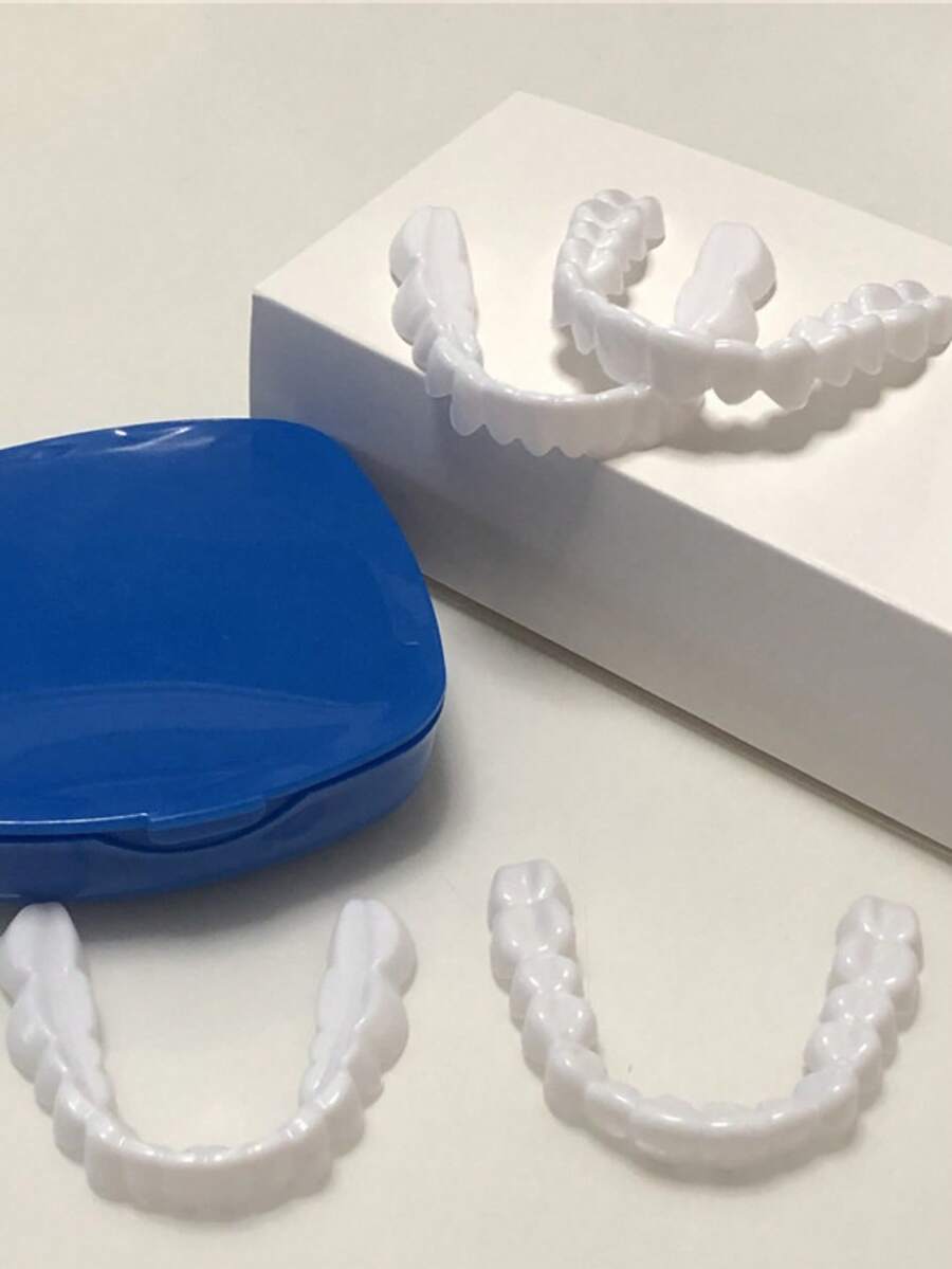 4pcs Fashionable White Tooth Decoration Set, Premium Blue Packaging Tooth Model - White - View 1