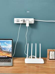 Non-Hole Socket Holder, Extension Cord Storage Box, Suitable For Kitchen, Home, Office, Wall Mounted, Self-Adhesive Desktop Socket Holder, Practical Hook