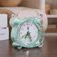 1pc Minimalist Fashion Crystal Alarm Clock, Transparent Bedside Night Light Timer, Asymmetric Design, Buzzer Alarm Clock, Plastic Frame, Digital Display, Electrical Mechanism, Requires 1 AA Battery (Not Included), Suitable For Bedroom, Living Room, Study - Perfect For Back To School, Birthday, Graduation Gifts