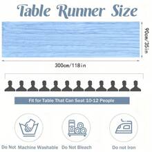 1pc Light Blue Cheese Cloth Table Runner, Bohemian Sheer Fabric Tablecloth, Rustic Transparent Tablecloth For Wedding, Birthday, Baby Shower Party, Bohemian Dining Table Decor