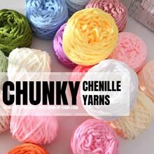 1Roll Multicolor Ice Strip Yarn 100g, 8mm Thick - Soft And Chunky Chenille Yarn, Fluffy Thread Knitting Chenille Yarn, Ideal For DIY Knitting & Crochet Projects Like Scarves, Slippers