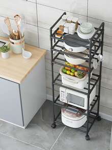 1pc Movable Household Utility Cart With Wheels, Multi-Tier Storage Rack For Home, Kitchen, Bathroom, Bedroom, Living Room - Multicolor - View 6