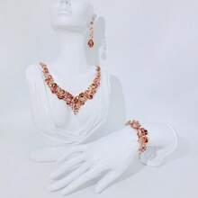 Set Of Luxury Elegant Women Jewelry Set, Fashionable Necklace Earrings Bracelet 4pcs, Suitable For Bride Wedding, Gala, Formal Occasion