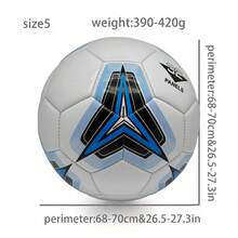 Premium Training & Match Use Soccer Ball, Puncture Resistant & Durable, Waterproof High Elastic Material - White, Blue and Black - View 3