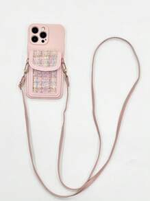 Bolso cruzado con diseño de rombos en diagonal, unicolor con borde recto, rosa, minimalista, funda protectora de teléfono gruesa y a prueba de golpes, adecuada para iPhone 15 XR/7/8, iPhone 15 Pro Max/12 Pro Max/13 Pro Max/14 Pro Max 13 14 11 12P 14 Women P11 Soft Shell P12 Anti-Caída XS.XR /78P.78GES2, adecuada para A134G A22 A21S A514G A52 S22 Ultra A335G, adecuada para Redmi 10 Redmi Note 114G Redmi 11 Lite A53 TPU A14/A23/S23 Ultra S24 A14 A15 S23 A73 Funda de teléfono Redmi