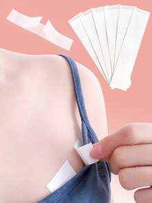 1/2 paquetes de cinta de moda de doble cara transparente para ropa, 36 tiras de cinta corporal invisible para vestidos, adhesivo para la piel,  y cómodo, cinta para vestidos de escote profundo y sin espalda, ideal para ocasiones especiales, sesiones de fotos y uso diario, evita problemas con la ropa, accesorios antideslizantes para prendas - Blanco - Ver 4