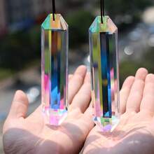 1/2pcs Suncatcher Window Prism Pendant For Window, Rectangle AB Color Crystal Rainbow Maker Garden Hanging Sun Catcher Ornament, Home Decor, Yard Art Decor (120/76mm) - Multicolor - View 2