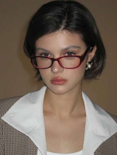 1pc Solid Color Retro Oval Millennium Style Sexy PC (Polycarbonate) Fashion Glasses, Suitable For Daily Use In Spring And Summer