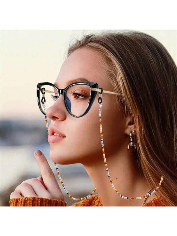 1 Pc Chichain Multi-Color Eyeglass Chain - Prevent Loss, Fashionable Ladies Eyeball Chains, Stylish Eyeglasses Accessories, Durable Eyeglass Strap, Eyeglass Cord