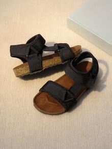 2026夏季新款童鞋，男童休闲百搭沙滩凉鞋，女童编织带时尚简约露趾凉鞋 - 黑色 - 查看 6