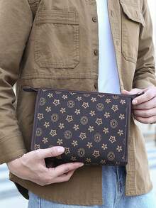 1pc All-Over Print PU Material Men's Handheld Bag, Wrist Pouch, Coin Purse, Business Bag - Multicolor - View 14