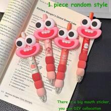 Colorful Cute And Fun Pen With Big Eyes And Big Mouth, Retractable Medium Nib, Black Ink, Plastic And Rubber Grip, Suitable For Both Hands, Suitable For Daily Writing And Office Work, School Supplies, Stationery, Student Prizes, Cute Gifts For Festivals And Parties Back To School