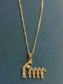 1 New Stainless Steel Beautiful Cartoon Figure Pendant Necklace Ladies Fashion Sweater Chain Mother's Day Gift Everyday Christmas Wear - Gold - View 17