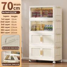 Folding Multilayer Storage Cabinet, Living Room Snacks Toys Organizer Shelf, Home Storage Wardrobe Closet