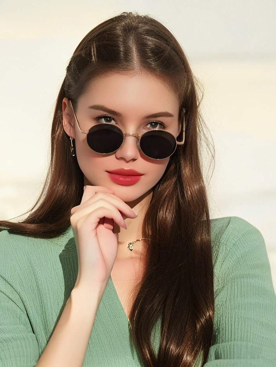 1 件男女通用金属圆形优雅复古时尚奢华休闲眼镜，适合日常佩戴、假日旅行、夏季海滩度假、户外、旅行